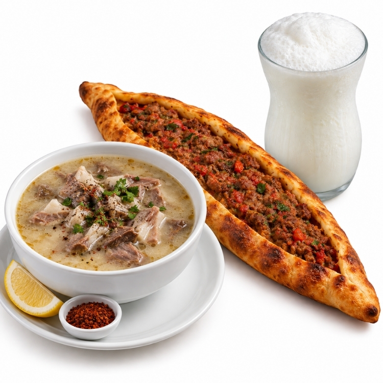 Menü 2 – Kelle Çorbalı Kıymalı Pide Menüsü